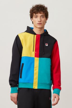 FILA Prentice Wind Jackets Black / Red,Mens Clothing | CA.XHEOYU703